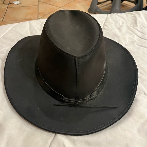 Black Leather Cowboy Hat - Picture 2 of 6